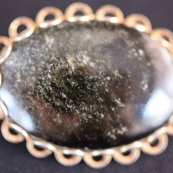 Vintage Cabochon Brooch w/ Metal Frame - Picture 3 of 6